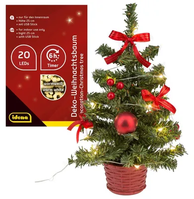 Produktbild von Idena Deko-Weihnachtsbaum rot 25cm 20 LED USB