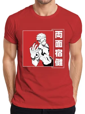 Immagine prodotto di Maglietta Ryomen Sukuna Jujutsu Kaisen Demon Manga Anime Estetica Rosso Scuro Uomo, Rosso, L