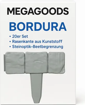 Produktbild von 20er Set Rasenkante Kunststoff Steinoptik Beetbegrenzung Garten DE.