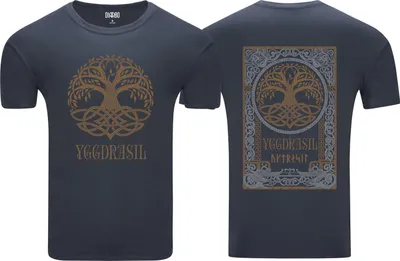 Produktbild von Diarbo Herren T-Shirt mit Wikinger Druck Yaggdrasil Dunkelgrau Gr.S