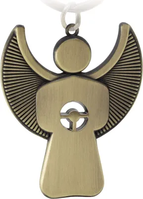 Produktbild von FABACH Schutzengel Schlüsselanhänger Pikto mit Lenkrad - Edler Engel Anhänger aus Metall in mattem Bronze - Geschenk Glücksbringer Auto Führerschein - Fahr vorsichtig