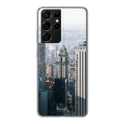Produktbild von MuchoWow® Handyhülle Schutzhülle Hülle für Samsung Galaxy S21 Ultra New York - Skyline - Nebel Silikon Softcase Handy Hülle - Mobiltelefon