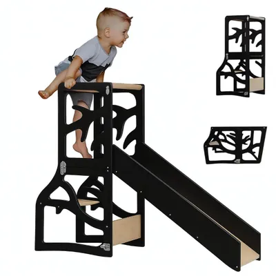 Produktbild von Zonovi Lernturm - Montessori Küchentreppe - Learning Tower - Spieltisch - Kindertisch - Kinderleiter - Küchenturm - Küchenhilfe - Lerntisch - Mit Rut