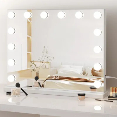 Produktbild von Dripex Schminkspiegel 14 LED Hollywood Schminktischspiegel Spiegel 3 Farbtemperatur Licht, Weiß