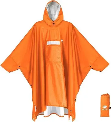 Produktbild von Famanu Regenponcho wasserdicht, atmungsaktiv, multifunktional - orange