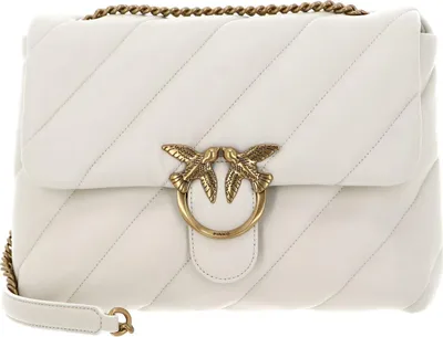 Produktbild von PINKO Leder Umhängetasche Schultertasche Love Puff Big CL Sheep Nappa White - Antique Gold creme