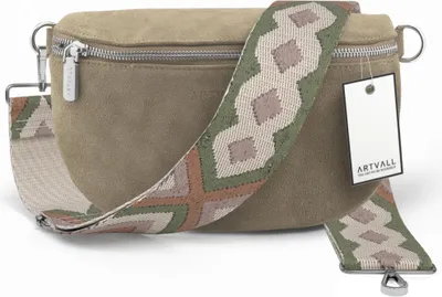 Produktbild von ARTVALL - Umhängetasche aus Wildleder, Klein mit verstellbarem Schultergurt, abnehmbares Taschenband, Crossbody Bag in Taupe