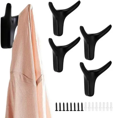 Immagine prodotto di Ganci da parete neri, 4 pezzi, metallo, 65 x 62 mm, ideali per bagno, cucina, ufficio