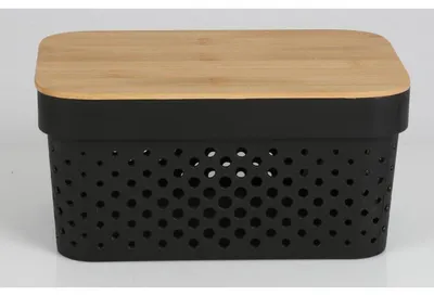 Produktbild von Aufbewahrungsbox 4,5L mit Bambusdeckel Allzweckbox Ordnungsbox Regalbox Badezimmerbox Schrankbox Kiste Aufbewahrungskorb