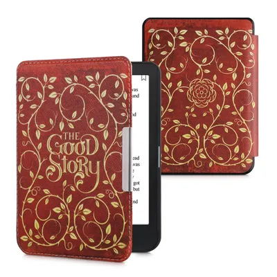 Produktbild von kwmobile Klapphülle kompatibel mit Kobo Clara HD Hülle - Flipcase für den eReader mit Handschlaufe - Buchcover Good Story Gelb Orange Rot