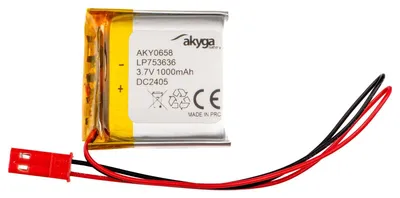 Immagine prodotto di Batteria Li-Po LP753636 Akyga AKY0658 3,7V / 1000mAh PCM JST 2-Pin Connettore 150mm