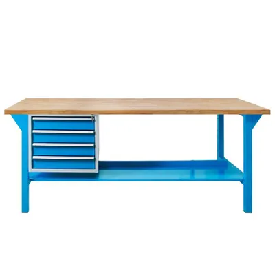 Produktbild von Werkbank PROFI 1500, 4 Schubladen, Lichtblau, Höhe 850 mm