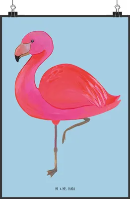 Produktbild von Mr. & Mrs. Panda Bild Flamingo Classic DIN A2 - Blau Pastell - Geschenk, Spruch, Rosa, Stolz, Posterdruck, Geschwister, drucke, wanddeko, Wanddekoration, Kunstdruck, Ich