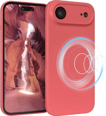 Produktbild von EAZY CASE - Silikonhülle magnetisch für Apple iPhone Air, Hülle Silikon, weich stoßfeste Magnet Handyhülle, Schutzhülle mit Kameraschutz, TPU Bumper in Rot