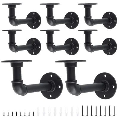 Productafbeelding van Industriele Plankdragers - Zwart IJzer - 8 Stuks - 15x8cm