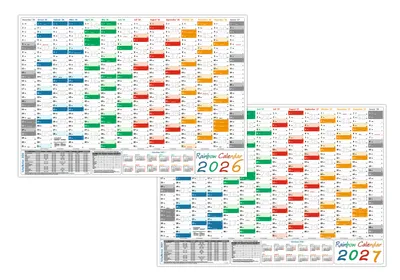 Produktbild von Rainbow Wandkalender / Wandplaner 2026 + 2027 (gerollt) DIN A0 Format (841 x 1189 mm) 14 Monate, komplette Jahresvorschau Folgejahr und Ferientermine / Feiertage aller Bundesländer