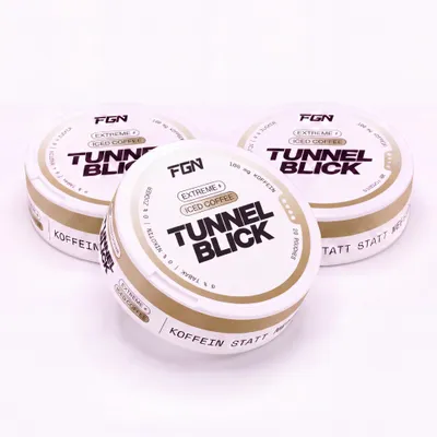 Produktbild von 3 x FGN TUNNELBLICK – Koffein Energy Pouches, Geschmack:EXTREME Iced Coffee 3 Dosen