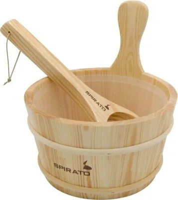 Produktbild von Sauna-Aufguss-Set – Holz-Aufgusskübel mit Kelle und Kunststoffeinsatz