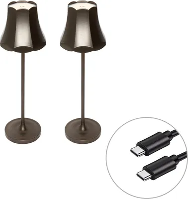Produktbild von Set mit 2 Retro Tischleuchten DunkelBronze wiederaufladbar IP44 Granny