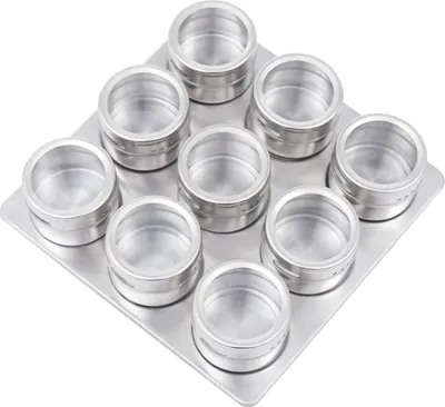 Zdjęcie produktu dla Magnetyczne słoiki na przyprawy Pojemnik na słoiki na przyprawy ze stali nierdzewnej, z naściennym organizerem na słoiki na przyprawy, nowy magnetyczny słoik na przyprawy
