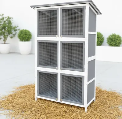 Image de Mucola Clapier Clapier pour lapins Enclos extérieur Cage à lapins 6 boxes Clapier en bois pour petits animaux