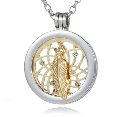Produktbild von Morella® Damen Halskette 70 cm Edelstahl und Anhänger mit Coin Traumfänger gold 33 mm im Schmuckbeutel