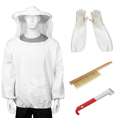 Produktbild von Imkerjacke, Imkeranzug mit Atmungsnetz, Atmungsaktiv, Bienen, Insekten, Schutzkleidung mit Abnehmbarem Hut,Handstulpen mit Daumenloch
