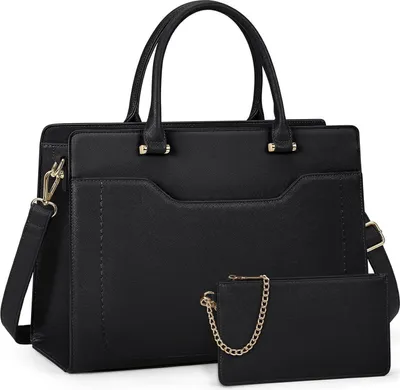 Produktbild von RAINSMORE Damen Shopper Handtasche 15.6 Zoll Kunstleder Schwarz