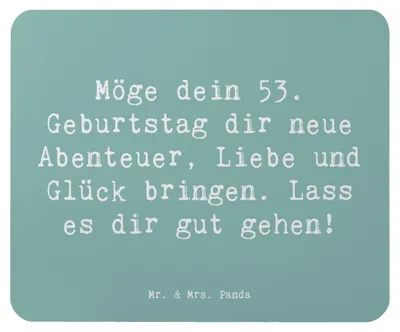 Produktbild von Mr. & Mrs. Panda Mouse Pad Spruch 53. Geburtstag Abenteuer - Meeresbrise - Geschenk, besonderer, Glück, Liebe, Geburtstagsgeschenk, Mauspad, Alter, laptop, Happy Birthday