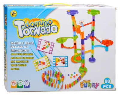 Zdjęcie produktu dla Zestaw torów kulkowych z domino, 88 elementów, wielokolorowy
