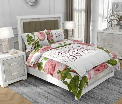 Produktbild von Bettwäsche 200x220 cm + 2x70x80 cm, 3-teilig, 100% Baumwolle, Satin, Reißverschluss, Blumen, Bunt - SOVIO | So.9062