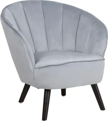 Produktbild von BELIANI Sessel Grau Samtstoff mit Dunkelbraunen Holzbeinen Muschelform Glamourös Retro Clubsessel Cocktailsessel für Wohnzimmer Schlafzimmer