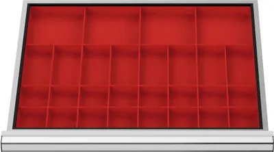 Produktbild von STIER Schubladeneinteilung Kleinteilekästen BLH 50 mm Innenmaß 600x450 mm 4 KTK 150x150 mm