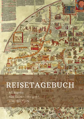 Produktbild von Reisetagebuch zum Selberschreiben - A5 blanko - 100 Seiten 90g/m² - Soft Cover - Motiv Ebstorfer Weltkarte -Papier