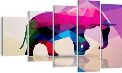 Produktbild von Bild auf Leinwand - Leinwandbild - Elefanten Illustration Bunt - 100x60cm - Wand Bild - Wanddeko - Leinwanddruck - Bilder - Kunstdruck - Wanddekoration - Leinwand bilder - Wandkunst - EG100x60-2807