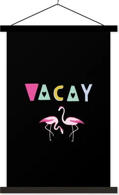 Produktbild von MuchoWow® Textilposter Sommer - Flamingo - Zitat 60x90 cm mit schwarzem Rahmen - Poster Wohnzimmer