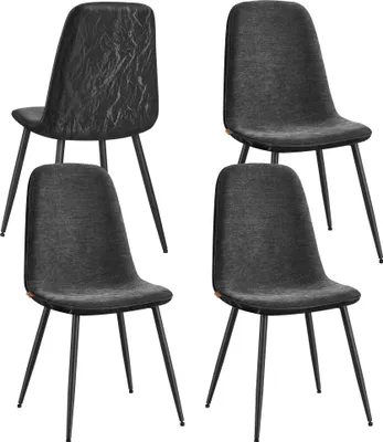 Produktbild von VASAGLE Esszimmerstuhl 4er Set, Küchenstuhl, Polsterstuhl, Metallbeine, verstellbare Füße