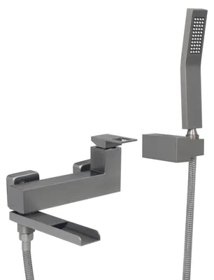 Badkraan mit Handbrause, Einhebelmischer, Edelstahl