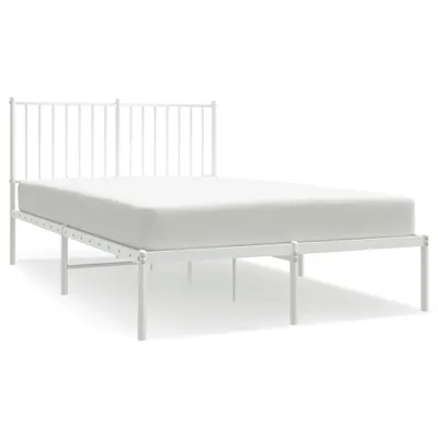 Zdjęcie produktu dla vidaXL Rama łóżka z zagłówkiem metalowa biała 120x200 cm