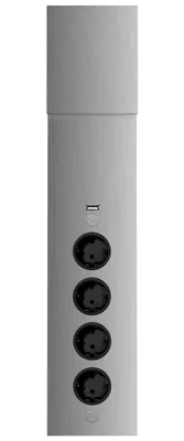 Produktbild von Energie-Ecksäule ST 3007 in EDELSTAHL mit 4 Steckplätzen und USB Port / Mehrfachsteckdose / Ecksteckdose