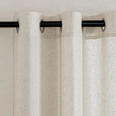 Linnen gordijn naturbeige 2er-Set 140x135 cm mit Ösen