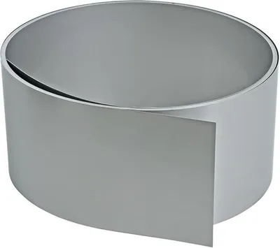 A roll of stainless steel edging for garden beds or raised beds.