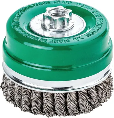 Immagine prodotto di Spazzola a tazza in acciaio inox annodata 80x0,5 mm Lessmann