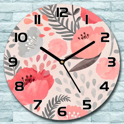 Produktbild von Wanduhr aus Glas Rund fi 30 Shabby Mohnblume Quarz Deko Schlafzimmer Büro