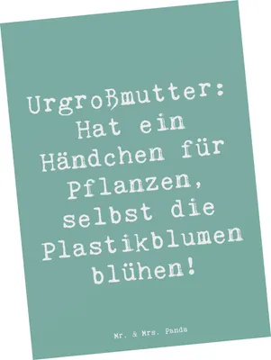 Produktbild von Mr. & Mrs. Panda einzelkarte Spruch Urgroßmutter Wundergrün - Meeresbrise - Geschenk, Postkarten, Familie, Erinnerungen, Ansichtskarte, Kunstkarten, Ansichtskarten, Ahnen