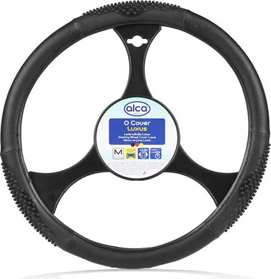Produktbild von alca® Auto Lenkradhülle Luxus 37-39 cm Lenkradschoner schwarz weich Design Leder mit 3 genoppten Flächen Universal griffsicher rutschfest bequem