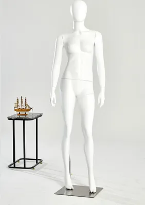 Produktbild von F21-6 Frau Weiß Eurotondisplay Weibliche Schaufensterpuppe stehend schwarz oder weiß matt lackiert Egghead Schick und Elegant
