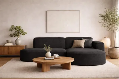 Zdjęcie produktu dla Sofa w kształcie L MODENA narożnik tkanina Verita Czarny prawy