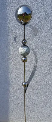 Produktbild von Skulptur Saturn Kugel poliert Edelstahl 160 cm Beetstecker Gartenstecker