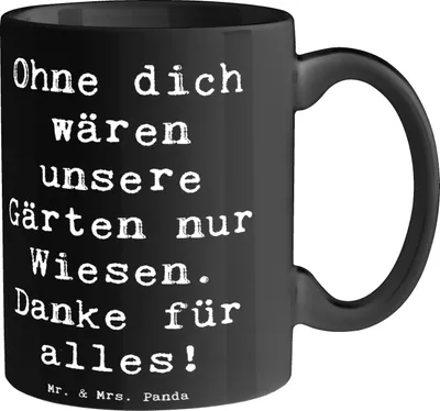 Produktbild von Mr. & Mrs. Panda Becher Spruch Dankbarer Gärtner - Schwarz - Geschenk, kaffeebecher bedruckt, Tasse, Liebe, Garten, Leidenschaft, besondere Momente, Aufmerksamkeit, Danke